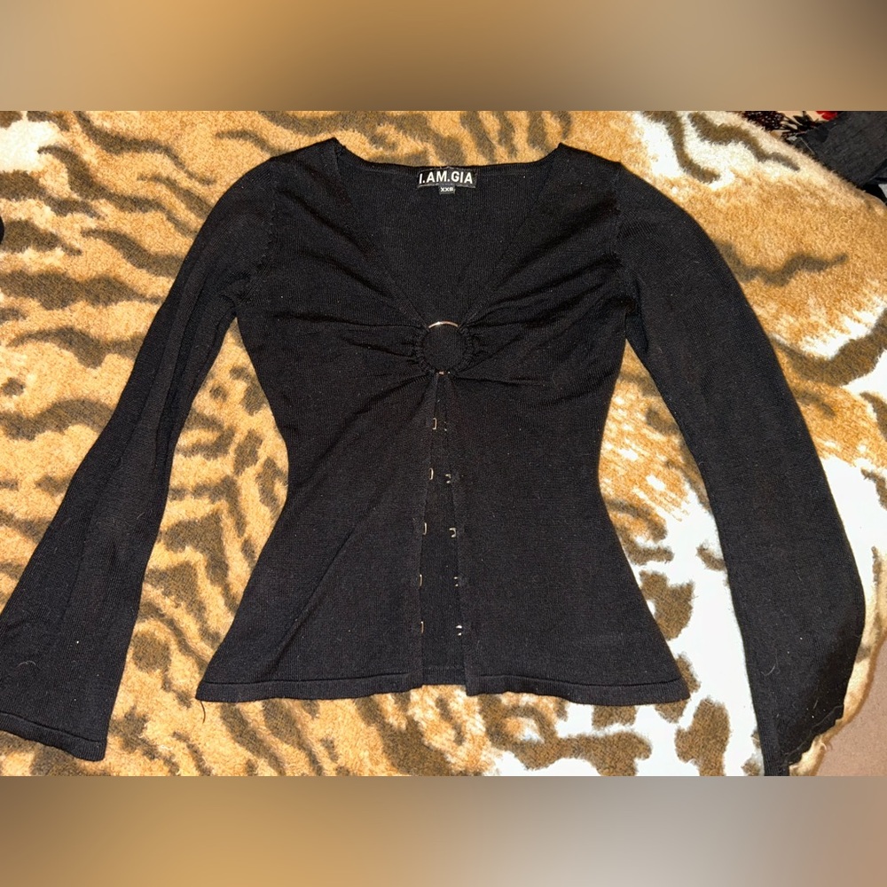 I.AM.GIA Amari Black Knit Long Sleeve Blouse